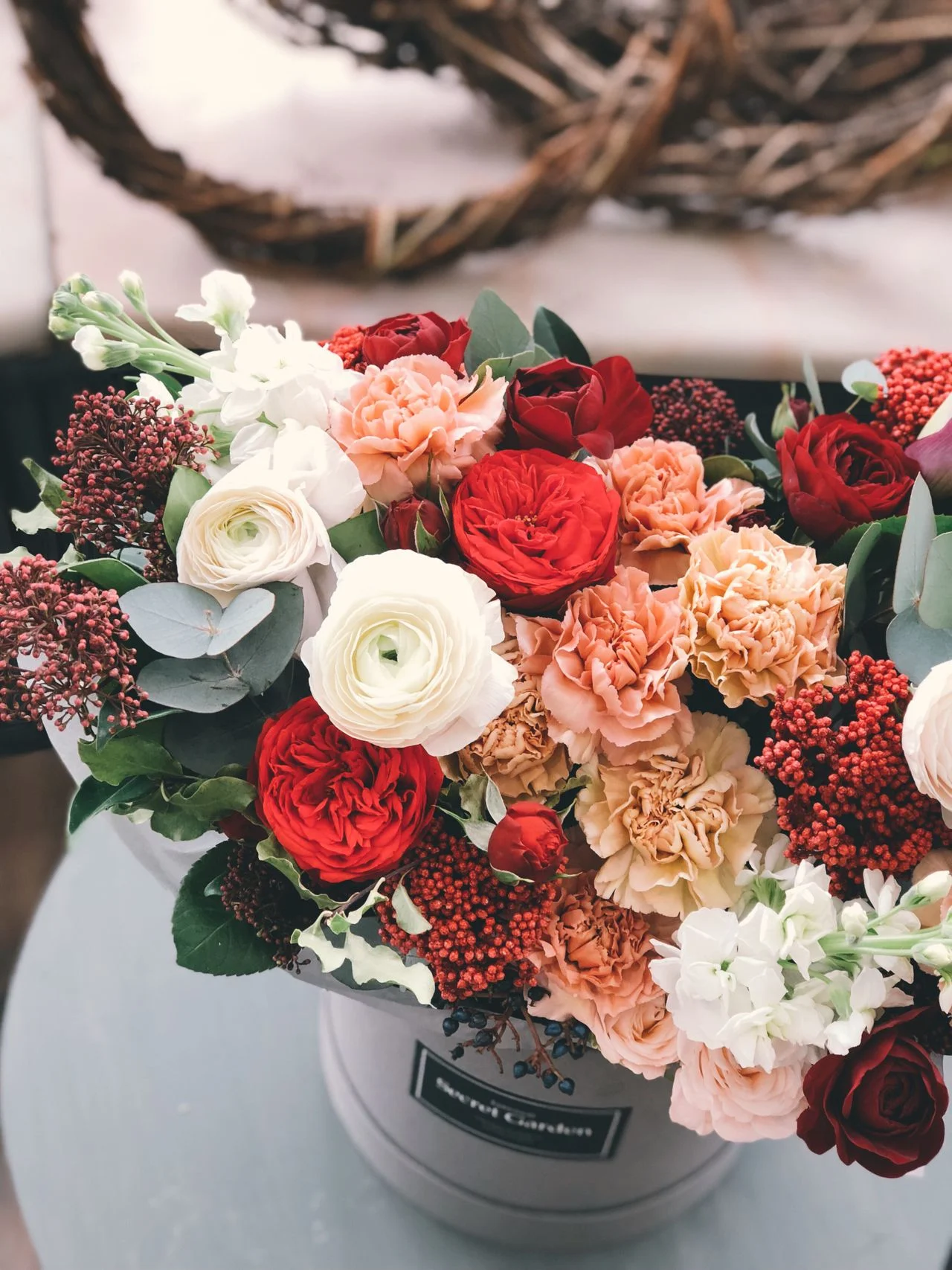 A fresh red rose bouquet